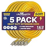 50ft Power Outdoor Extension Cord & Indoor