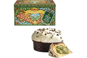 Fiasconaro Sicilian Pistachio Panettone | Dolce and Gabbana Metal Tin with Pistachio Cream Spread, White Chocolate | Traditional Italian Christmas Cake Dessert Hostess Gifts Made In Italy 1KG (Green)