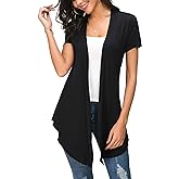 Urban CoCo Womens Open Front Short Sleeve Cardigans for Women Lightweight Summer Drape Cardigan Vest