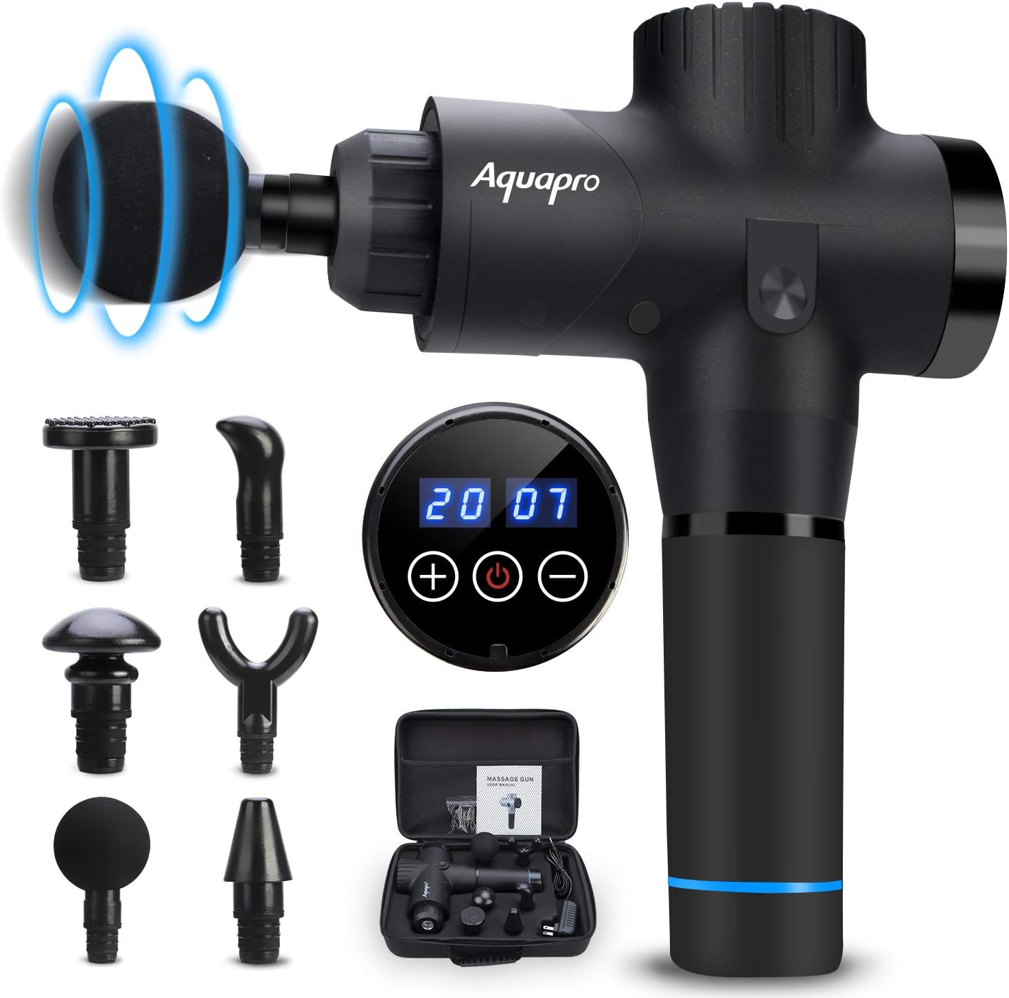 Muscle Massage Gun, 20 Speeds Deep Tissue Percussion Massager Gun for Deep Relaxation, Cordless Handheld Electric Body Massage Device for Neck and Back Foot Leg Muscle,Carry Case & 6 Heads Included: Health & Personal Care