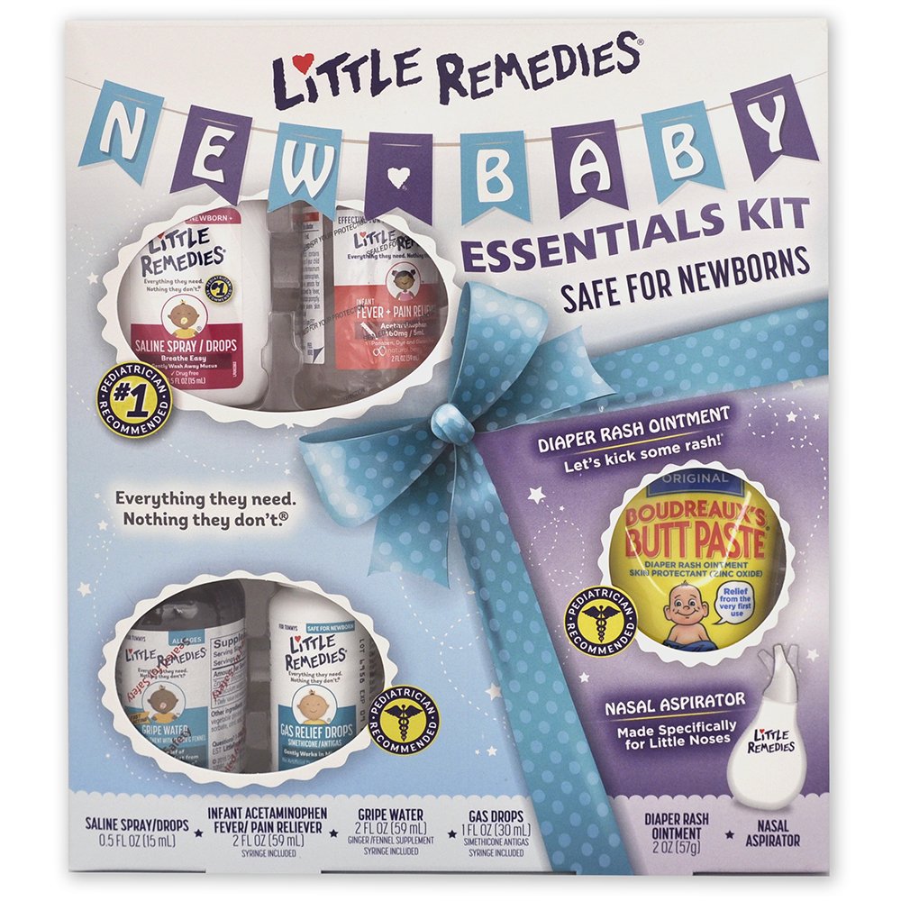 Little Remedies New Baby Essentials Kit |  New Moms Gift Set | 6 Baby Products Featuring Little Remedies & Boudreaux's Butt Paste