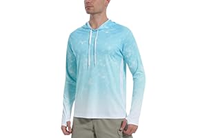 Roadbox Men's UPF 50+ Sun Protection Hoodie Shirts - Outdoor Fishing Long Sleeve Thumbholes T-Shirt Lightweight