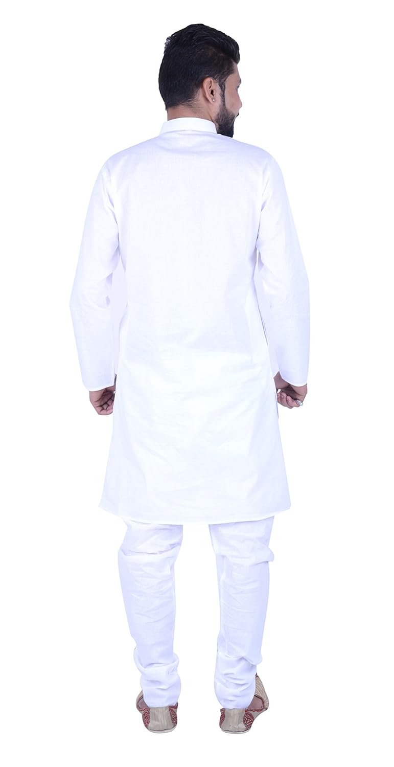 indostyle white kurta pyjama set for men