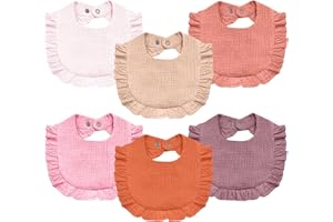 NISXABEBE Baby Muslin Bibs,6 Pcs Drool Bandana Bibs for Baby Girl Drooling and Teething,Soft and Absorbent Cotton for Newborn
