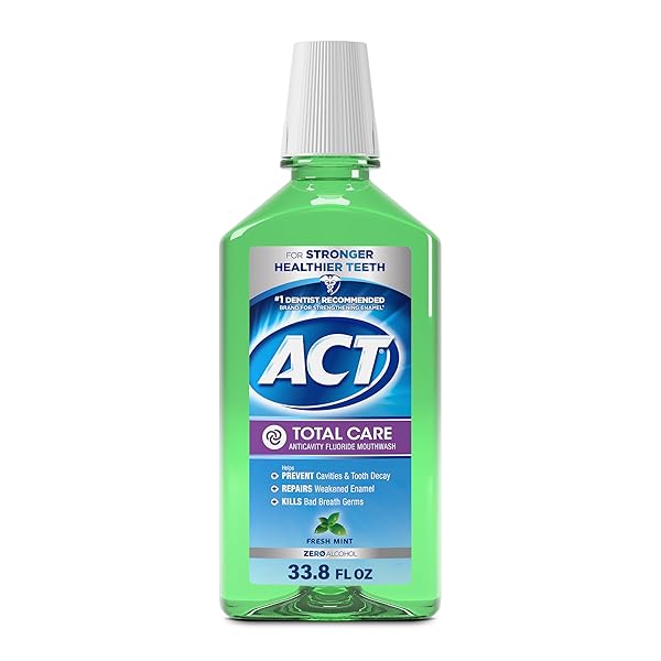 ACT TOTAL CARE ZERO ALCOHOL ANTICAVITY FLUORIDE MOUTHWASH 33.8 FL. OZ. FRESH MINT