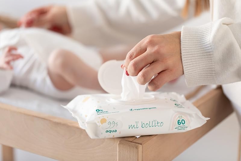 - Toalhitas para bebés 99% Aqua Pure, 100% fibras vegetais, 480 toalhetas, 8 pacotes, pH neutro, pele sensível e atópica, sem perfume, adequadas para recém-nascidos (embalagem de 8)