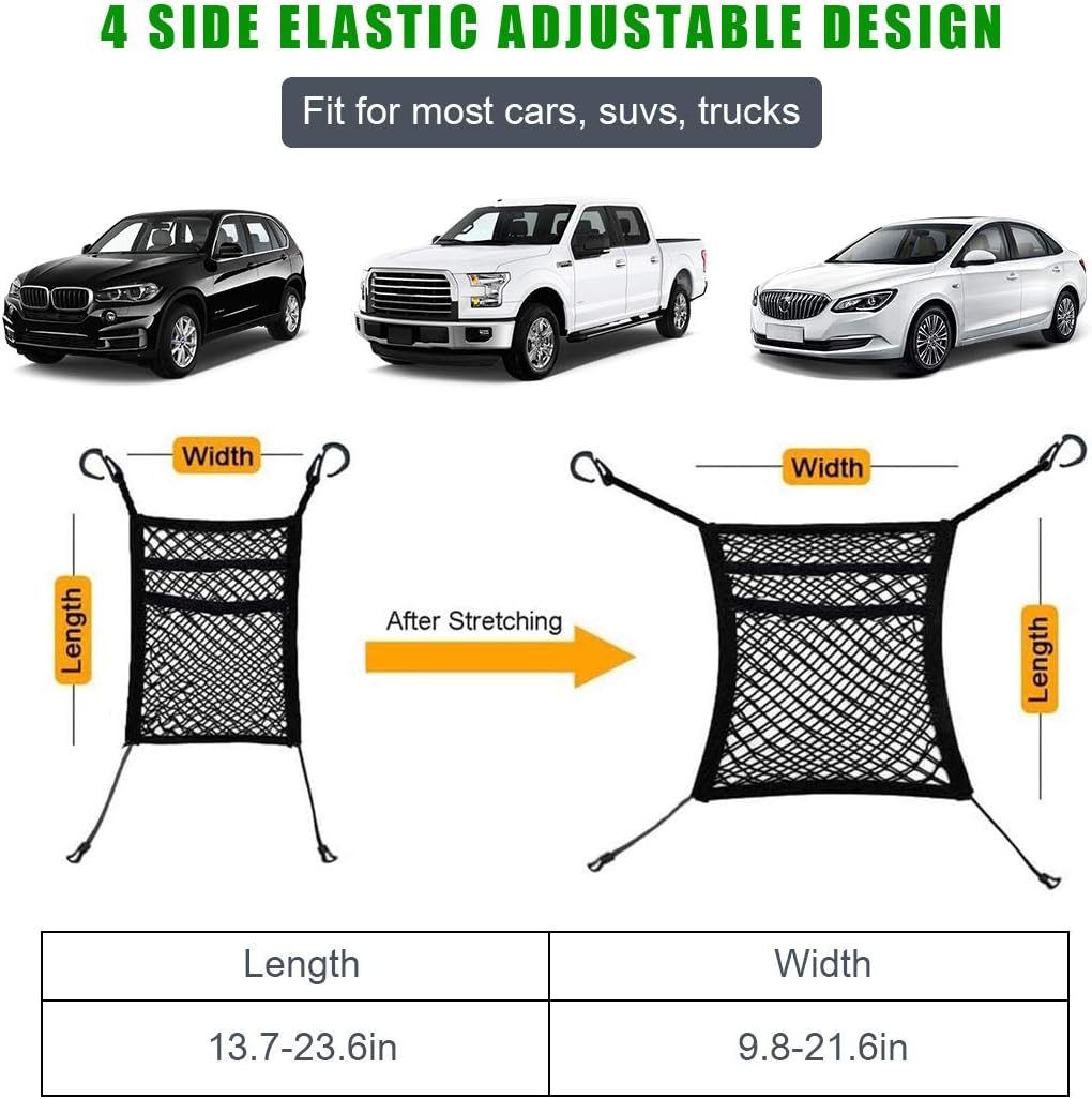 TIANFAN Car Dog Barrier, 3 Layers Pet Barrier Dog Net for Car, SUV Between Seats, Auto Safety Mesh Organizer Baby Stretchable Storage Bag, Safety Car Divider for Children and Pets : Pet Supplies