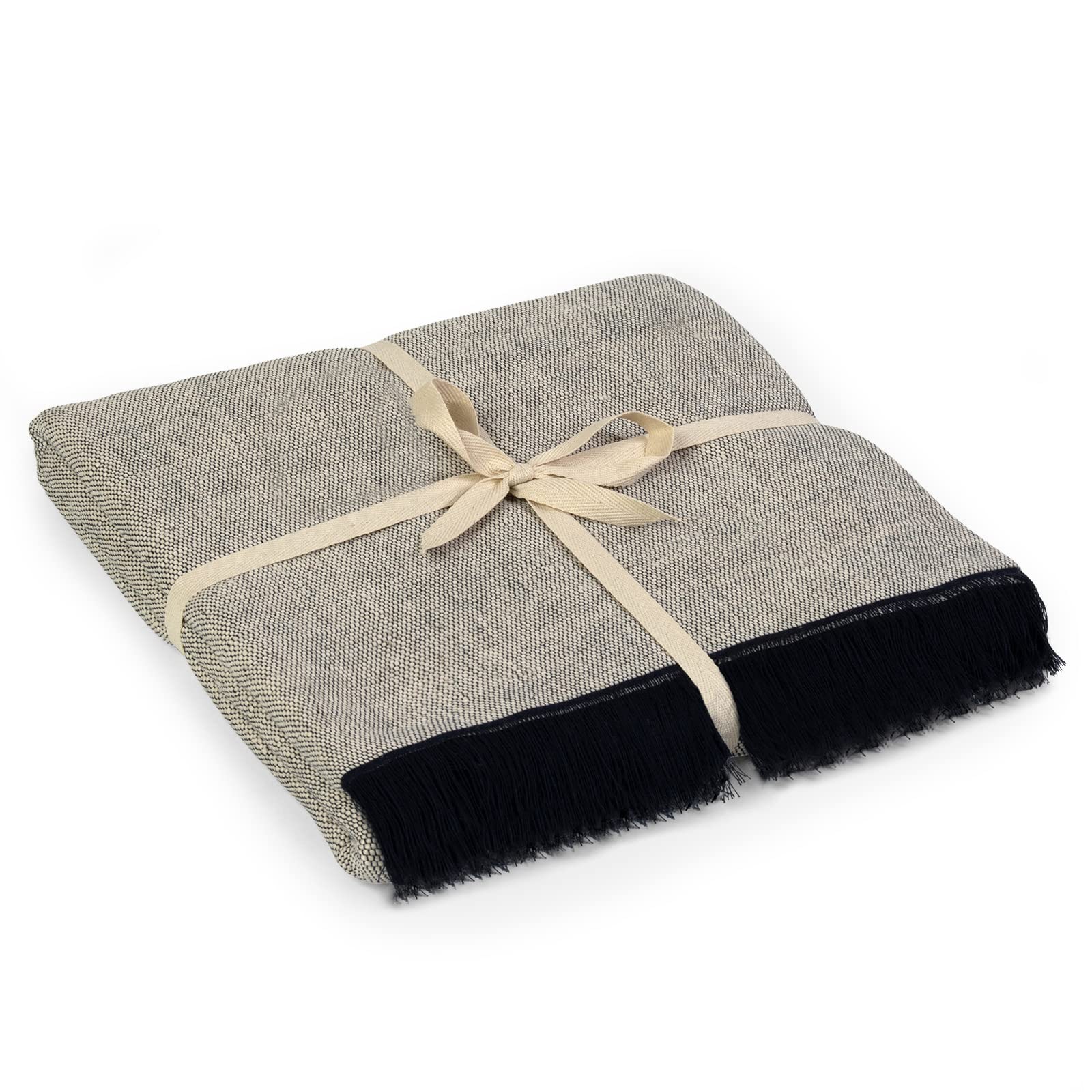 Yoga Studio Two Toned Cotton Yoga Blanket Great for Meditation & Relaxation - 142cm x 205cm (Two Toned - Navy)