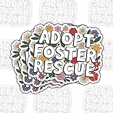 3 Pcs Adopt Foster Rescue Colorful Dog Stickers, Inspirational Pet Adoption Vinyl Decals for Laptop, Notebook, Journal, Tablet, Car Bumper, Gift for Shelter Workers, Teens, Friends 3 Inches