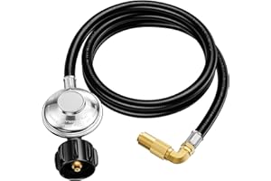 Rushare 6 Feet Propane Adapter Hose for Blackstone 17 & 22 Inch Tabletop Griddle, Propane Regulator Hose with 90 Degree Elbow Adapter, Connect to 5-20 LB Propane Tank