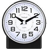 Tinload 4.3" No Ticking Analog Alarm Clock,Silent Readable for Seniors,Easy to Set,Gradual Rise Alarm,Big Numbers,On/Off Switch on Side,Gentle Wake,Snooze,Lighted on Demand,Battery Operated,Black
