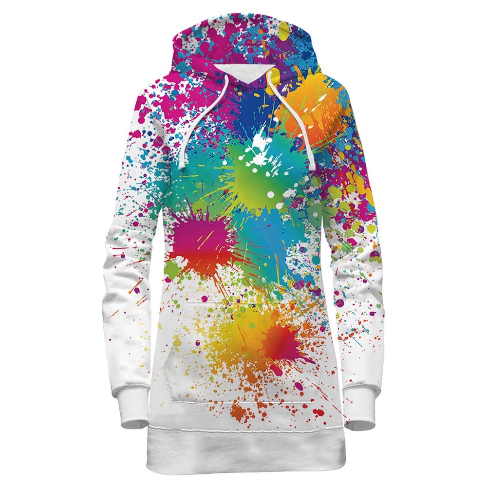 Bfustyle Pullover Vestito Donna 3D Stampato Sgocciolatura Tasche Sport Pullover Vestito Taglie Forti per Ragazze Signore L