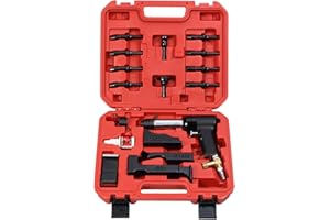 HANSON RIVET HRH-3X-777 DELUXE AIR HAMMER KIT FOR SOLID & TUBULAR RIVETS. INCLUDES: 4 BUCKING BARS, 4 CUPPED UNIVERSAL HEAD BITS & 4 OFFSET UNIVERSAL HEAD BITS (3/32", 1/8", 5/32" & 3/16")