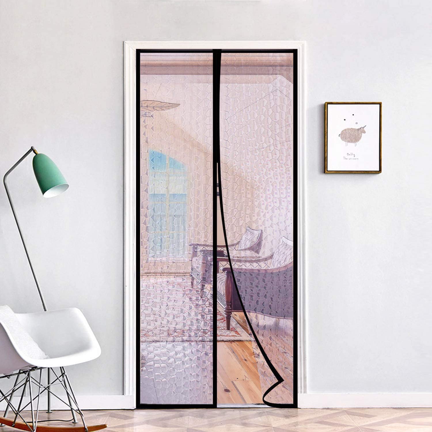 Magnetic Thermal Insulated Door Curtain Magnet Patio Door Cover Auto Closer to Keep Warm in Winter Cool in Summer for Air Conditioner Heater Room Home Kitchen (90 x 210cm)