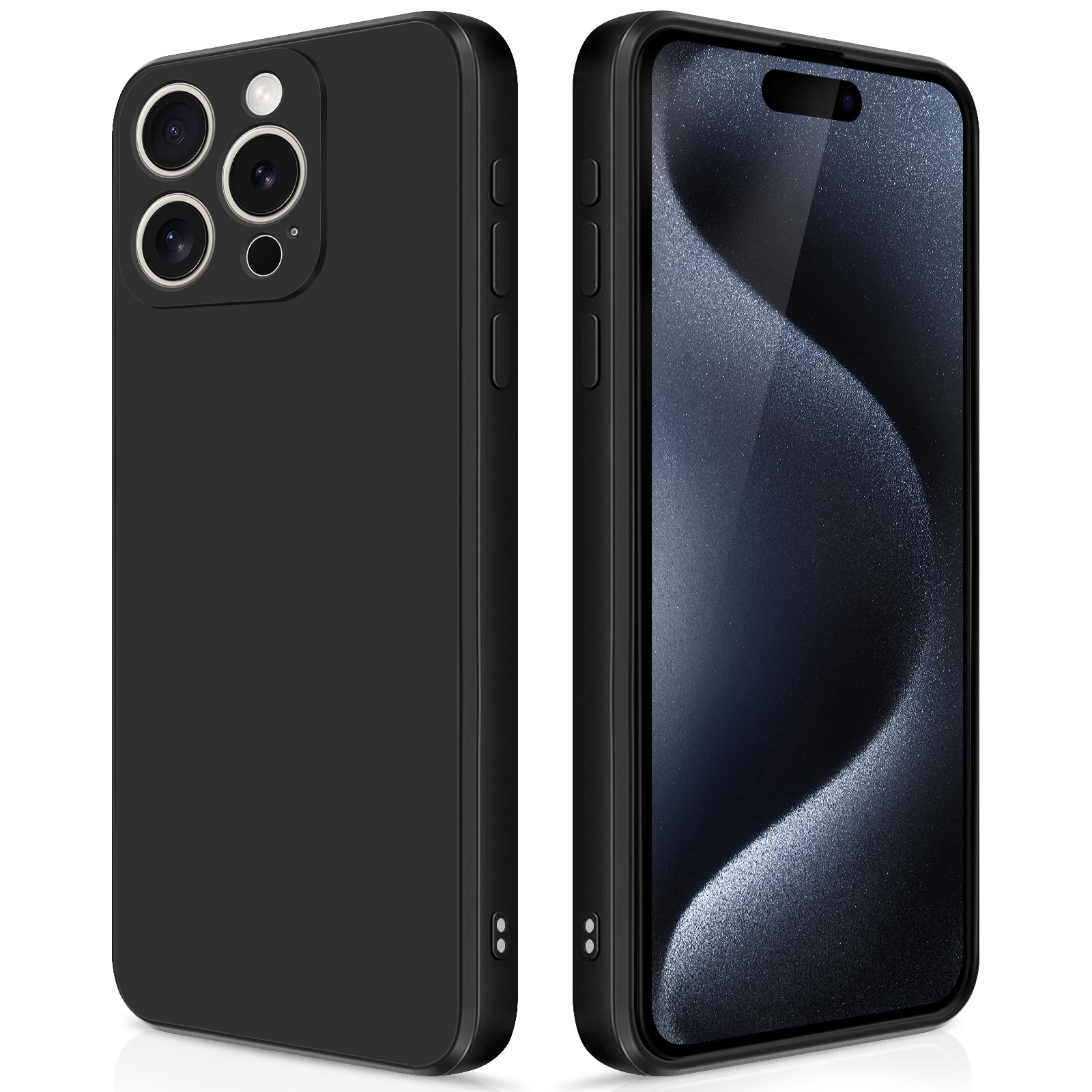GiiYoon Case Compatible with iPhone 15 Pro, Silky-Soft Touch Full-Body Protective Phone Silicone Case, Shockproof Cover with Microfiber Lining, Black — image 1
