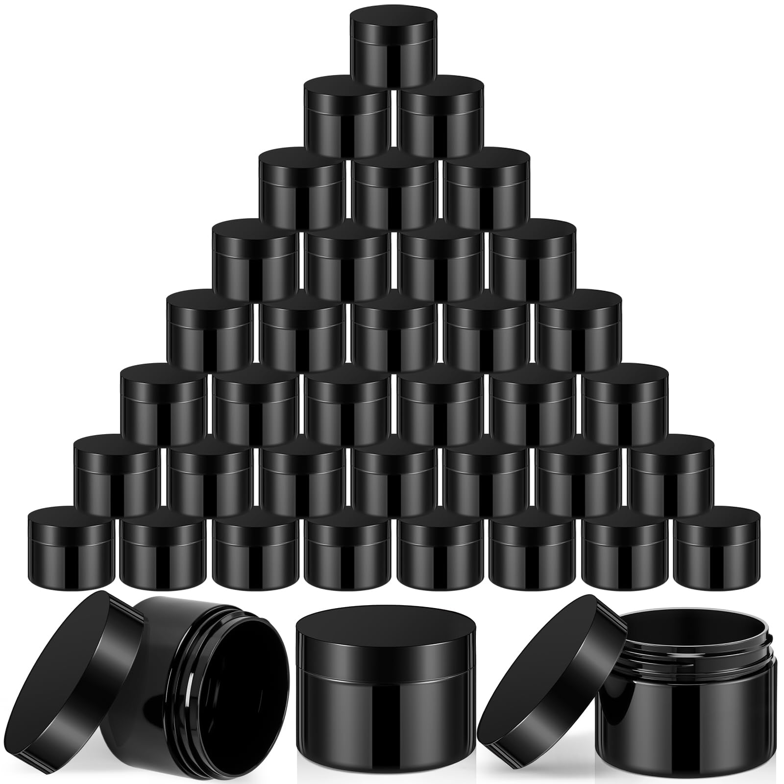 Photo 1 of SATINIOR 36 Pieces 4 oz Plastic Jars with Lids Wide Mouth Airtight Reusable Container Acrylic Cosmetic Small Jars for Lotions Ointments Travel Toiletries Creams Make up Storage(Opaque Black)