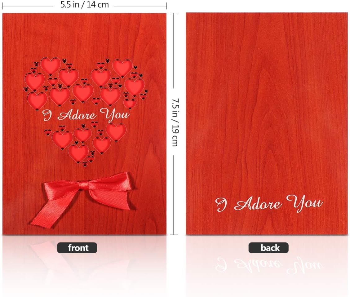 jojofuny Wood Greeting Cards, Hollow Hearts for Valentines Day Mothers Day Souvenir Wedding Anniversary, As Shown, 28 x 19 cm - Image 5