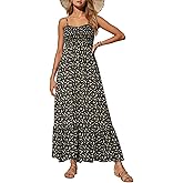 Dokotoo Womens Summer Dresses 2026 Sleeveless Spaghetti Strap Button Down Smocked Beach Vacation Long Maxi Dress with Pockets