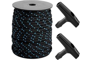 4mm/0.16in 100ft Starter Pull Cord, Recoil Starter Rope with 2 Handles High Wear-Resistant Low Stretch Replacement Part Small