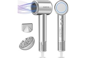 ANIEKIN Hair Dryer, High-Speed Ionic Low Noise Blow Dryer with Brushless Motor for Fast Drying, Thermo-Control Quiet Compact Hair Blow Dryer with Magnetic Diffuser for Curly Hair for Home Travel Salon