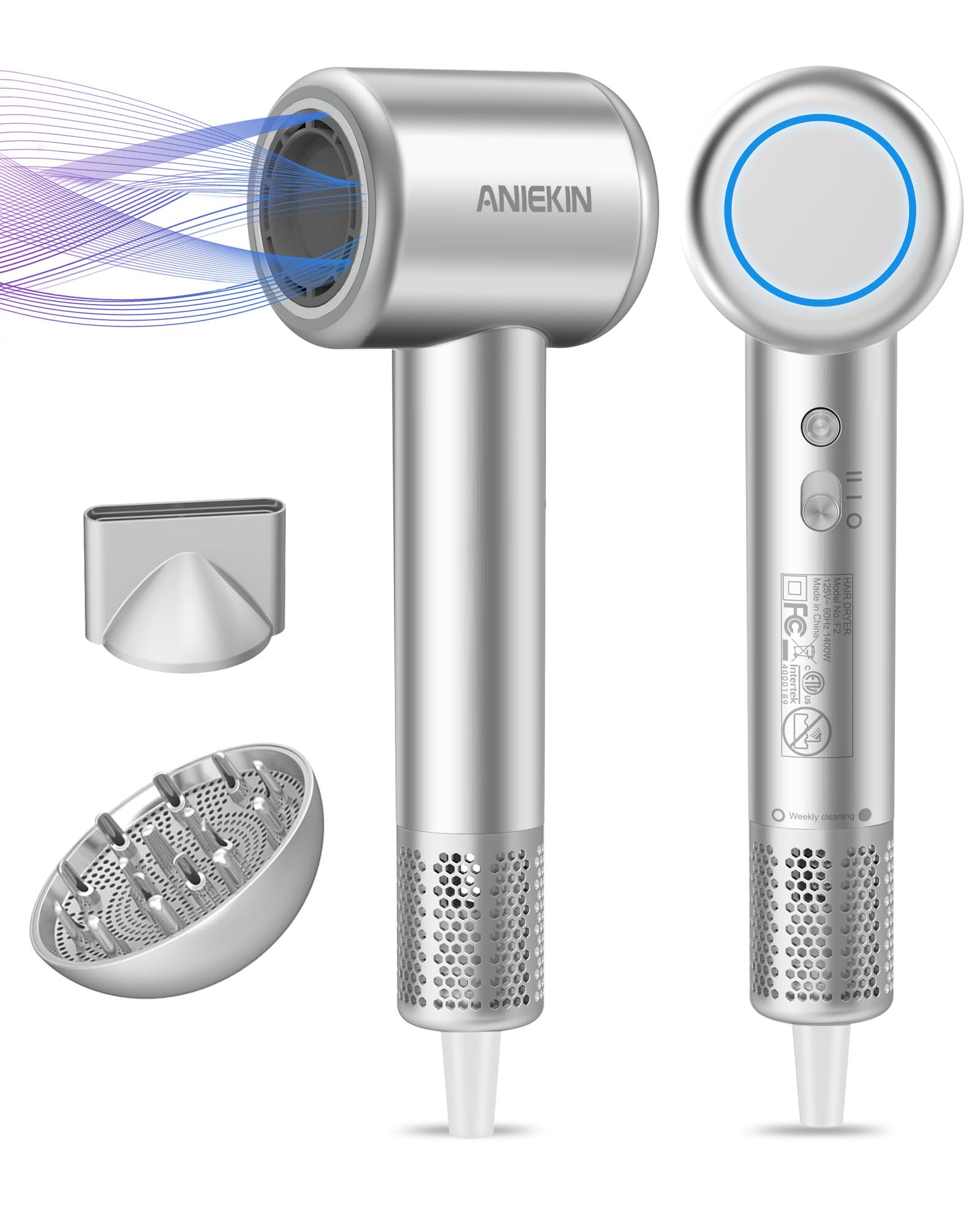 Photo 1 of Hair Dryer, High-Speed Ionic Low Noise Blow Dryer with Brushless Motor for Fast Drying, Thermo-Control Quiet Compact Hair Blow Dryer with Magnetic Diffuser for Curly Hair for Home Travel Salon