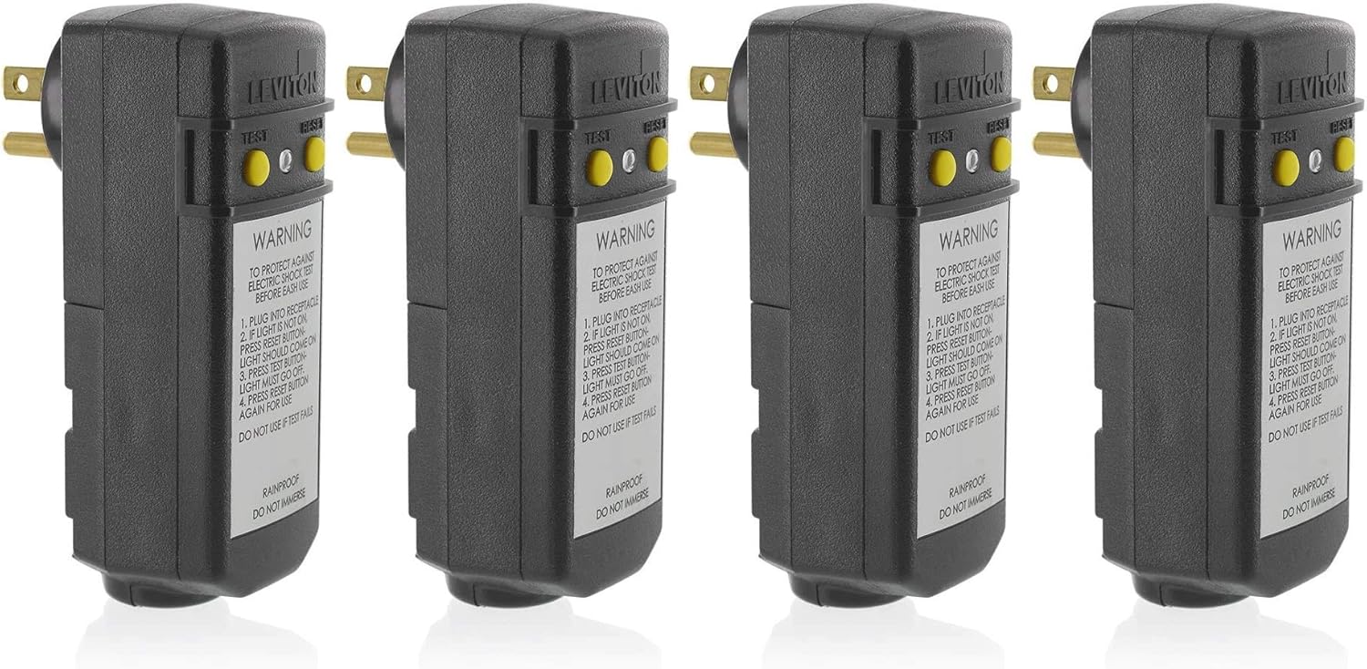 Leviton 16793 20-Amp, 120-Volt, Grounded, Compact Automatic Reset Right Angle GFCI, RoHS Compliant, Black - Electric Plugs - 