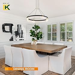 Benkut Modern LED Pendant Light Dimmable Black LED