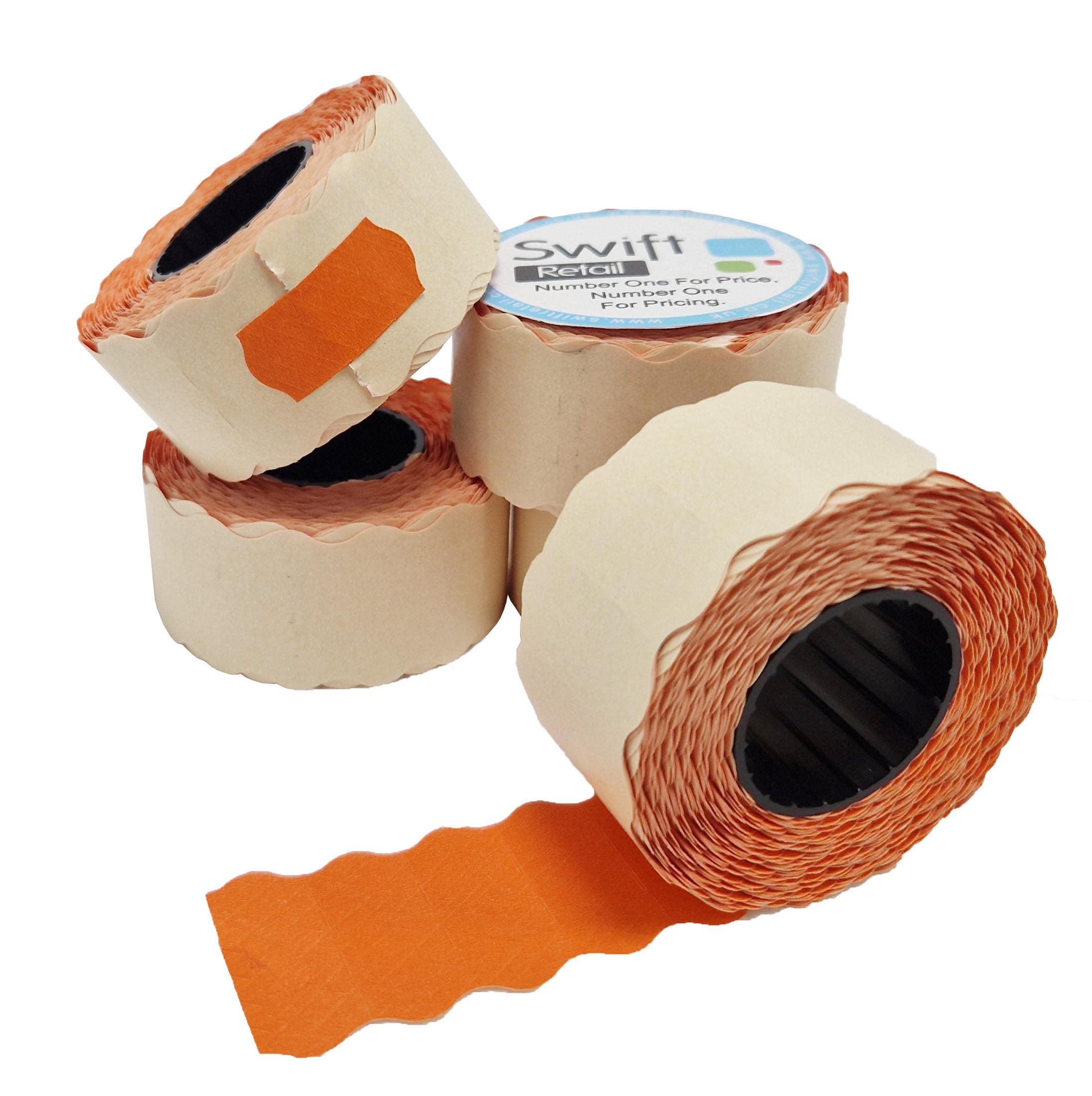 Swift 26 x 12 mm Price Gun Labels Orange 5 Rolls 5,000 Stickers CT4 Wavy Edge Pricemarking Tags Fits Many Pricing Labellers