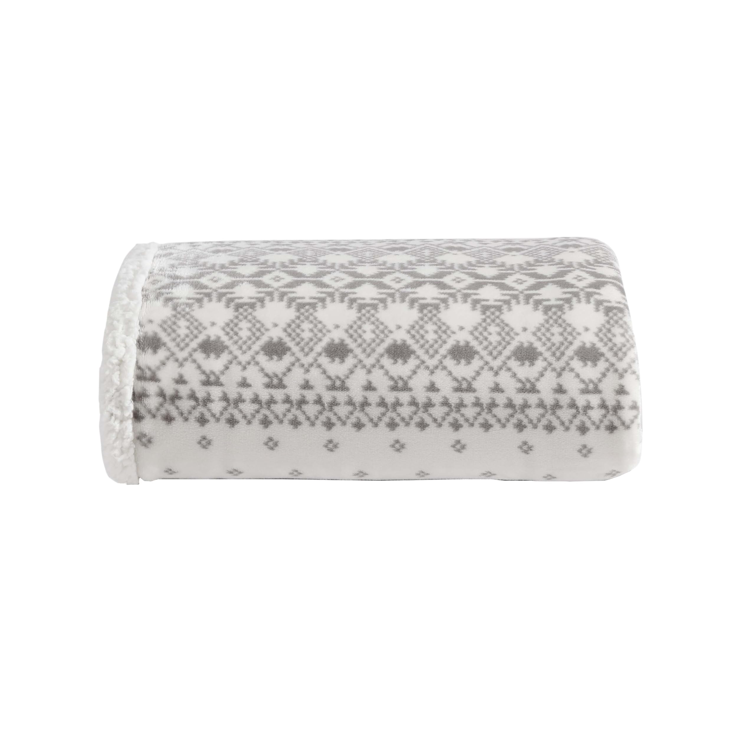 Eddie Bauer - Blanket, Super Soft Reversible Sherpa & Brushed Fleece Bedding, Throw Blankets for Couch, Ideal for Lounging (Fair Isle Peak)