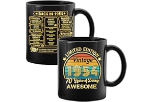 QUPT 70th Birthday Gifts for Women Men, 70th Birthday Gifts for Him, 1954 Birthday Gifts for Women Men, 70 Years Old Gifts, 1954 Birthday Gifts for Her Him, 70th Birthday Presents Coffee Mug