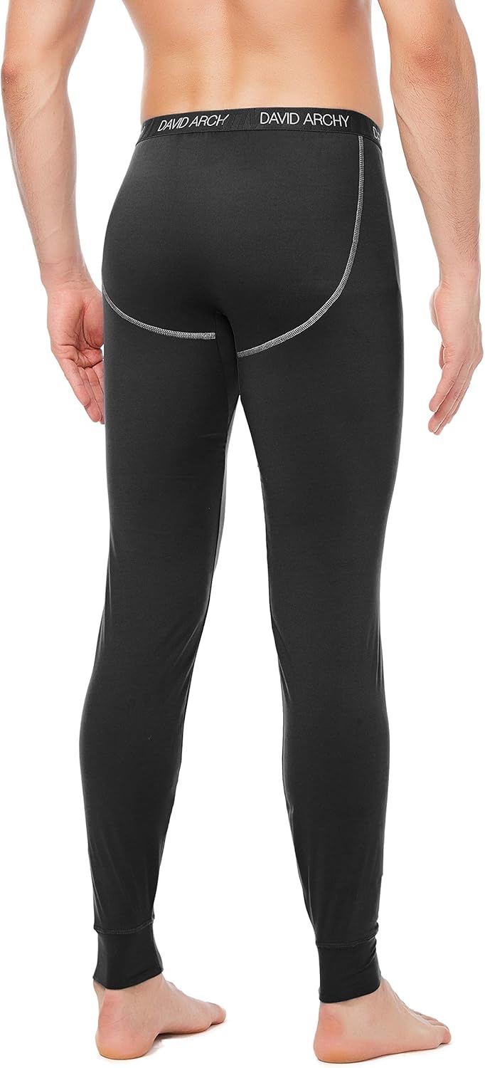 DAVID ARCHY Men's 2 Pack Thermal Underwear Pants Ultra Soft Brushed Thermal Bottoms Long Johns Quick Dry Base Layer Leggings at  Men’s Clothing store