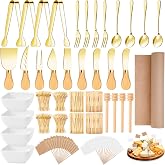 Widecook 270 Pcs Charcuterie Board Accessories Charcuterie Utensils Cheese Spreader Knife Set Butcher Paper Roll Serving Tong Fork Spoon Dipping Bowl Cocktail Pick for Party Christmas Wedding(Gold)
