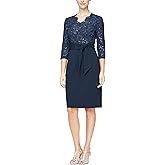 Alex Evenings Womens Cocktail Dress with Tie Waist