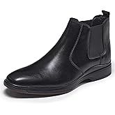 ArcBrothers Men's Chelsea Boots, Relaxed Fit Roomy Toe Box Design, Premium Leather Slip-on Ankle Boots, All-Day Comfort