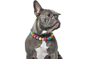 JOGIA® Rainbow Dog Collar, Adjustable Dog Necklace with Colorful Beads for Small, Medium & Large Breeds, Fashionable Girl Dog