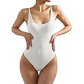 SUUKSESS Women Sexy Scoop Neck Thong Bodysuit Backless Cami Bodysuit Top