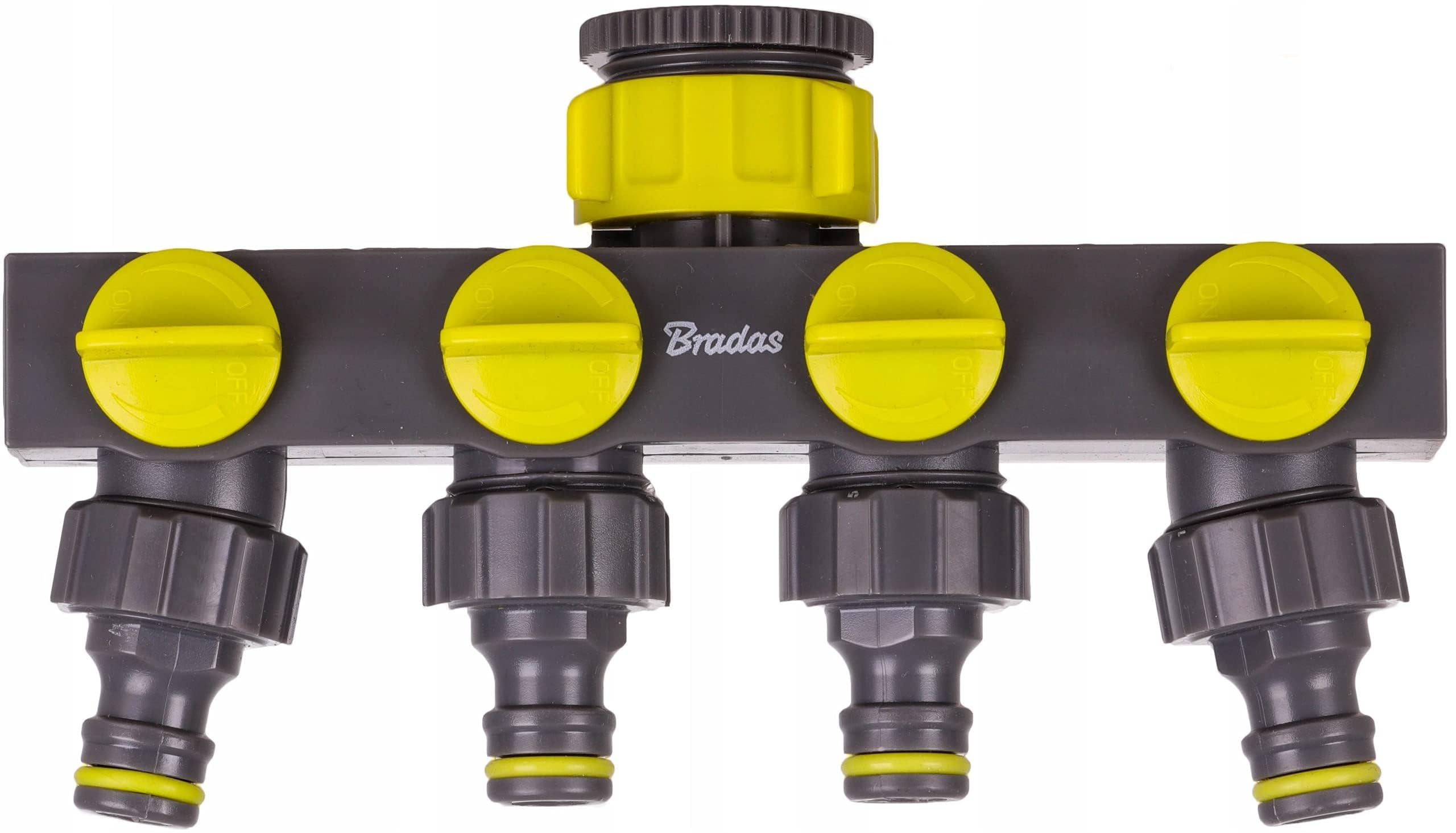 Bradas LE-03033K 3461 Water Distributor 4-Way 4-Way Splitter for Garden Hose Shut-Off Valve