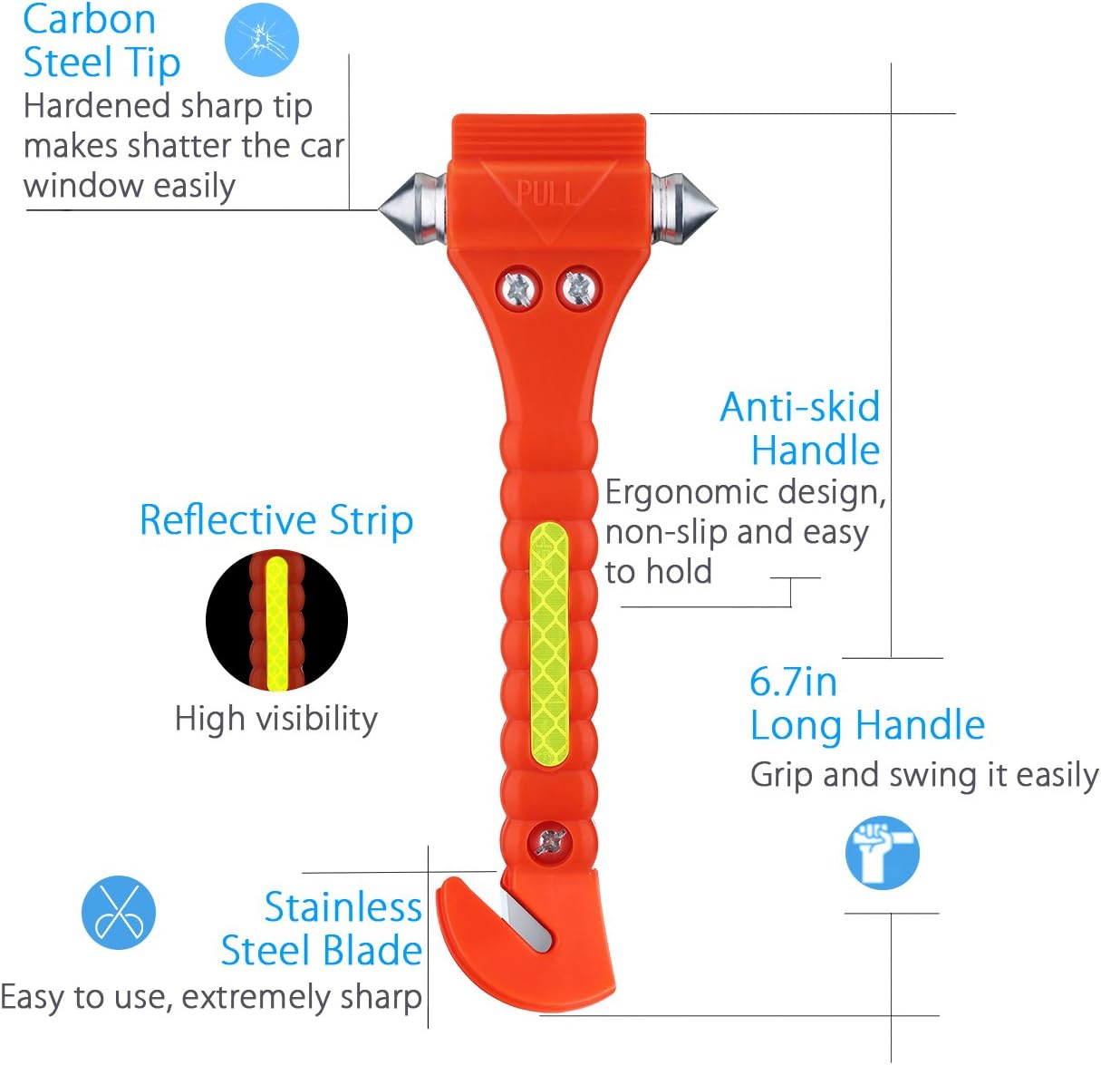 VicTsing 2 Pack Car Safety Hammer, Emergency Escape Tool with Car Window Breaker and Seat Belt Cutter, Life Saving Survival Kit: Automotive