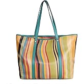 BOYATU Genuine Leather Tote Bag: Large Leather Purse for Women - Fashion Designer Handmade Tote for Ladies (Rainbow)