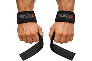 HUSTLE ATHLETICS Lifting Straps for Weightlifting & Deadlifts – 21" Wrist Straps with Thick Neoprene Padding – Pro Heavy Duty Gym Wrist Wraps for Powerlifting, Bodybuilding & Strength Training for Men & Women