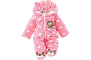 UVIPC Newborn Baby Bear Onesie Baby Fleece Snowsuit Jumpsuit Hooded Footie Thick Winter Outwear for Infant Boys Girls