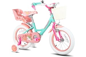 JOYSTAR Unicorn Kids Bike for Girls Ages 2-9 Years Old, 12 14 16 18 Inch Kids Bike with Training Wheels, Doll Seat, Streamers and Basket, Toddler Girls Bike, Multiple Colors