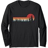 Trees Wildlife Nature Retro Forest Long Sleeve T-Shirt