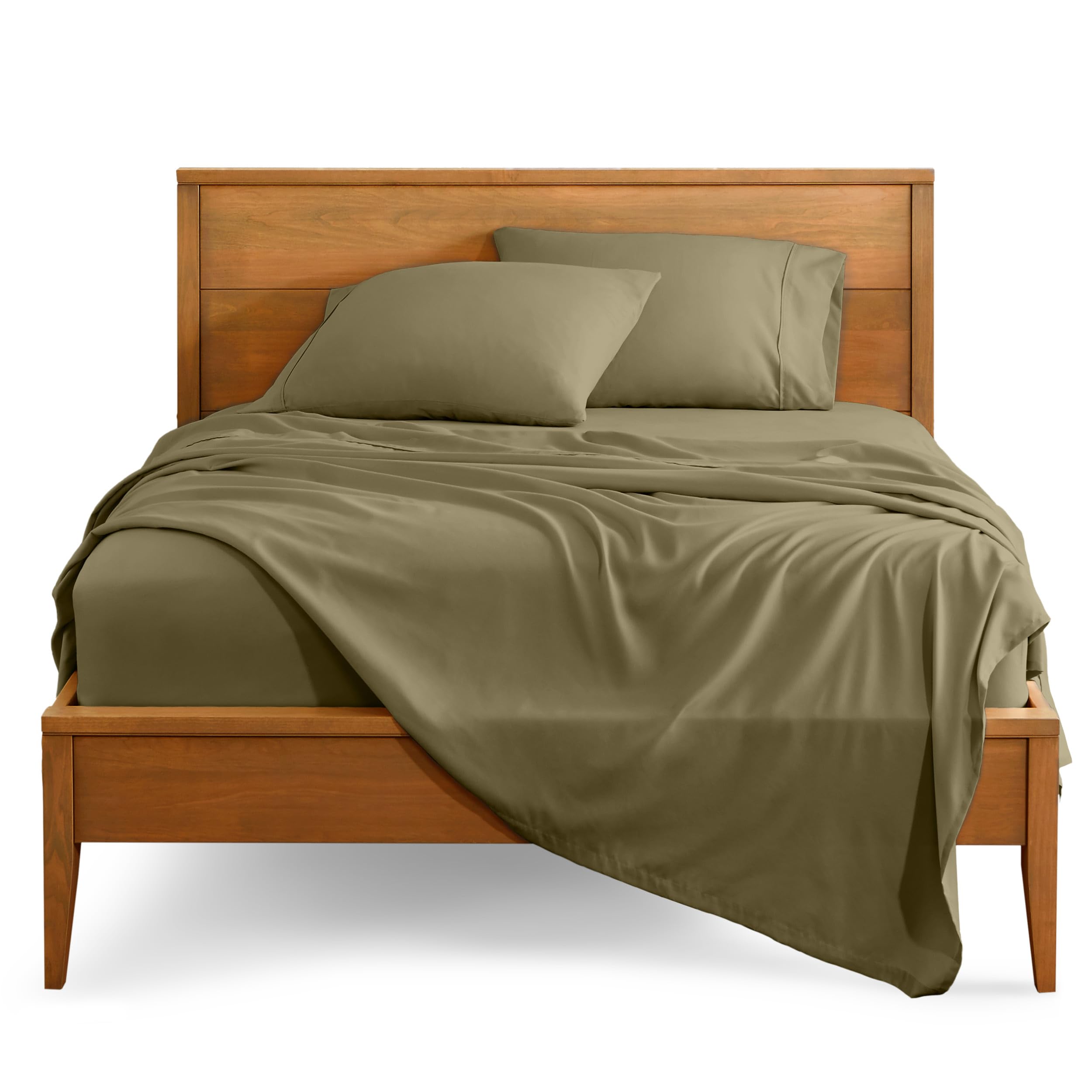 Bare Home Twin Sheet Set - 1800 Ultra-Soft Microfiber Twin Bed Sheets - Double Brushed - Deep Pockets - Easy Fit - Extra Soft - 3 Piece Set - Bedding Sheets & Pillowcases (Twin, Olive) Image Bare Home Twin Sheet Set - 1800 Ultra-Soft Microfiber Twin Bed Sheets - Double Brushed - Deep Pockets - Easy Fit - Extra Soft - 3 Piece Set - Bedding Sheets & Pillowcases (Twin, Olive) Image