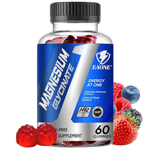2000MG MAGNESIUM GLYCINATE GUMMIES – SUGAR FREE MAGNESIUM POTASSIUM SUPPLEMENT WITH VITAMIN D, B6, COQ10 FOR CALM MOOD & SLEEP SUPPORT – 60GUMMIES