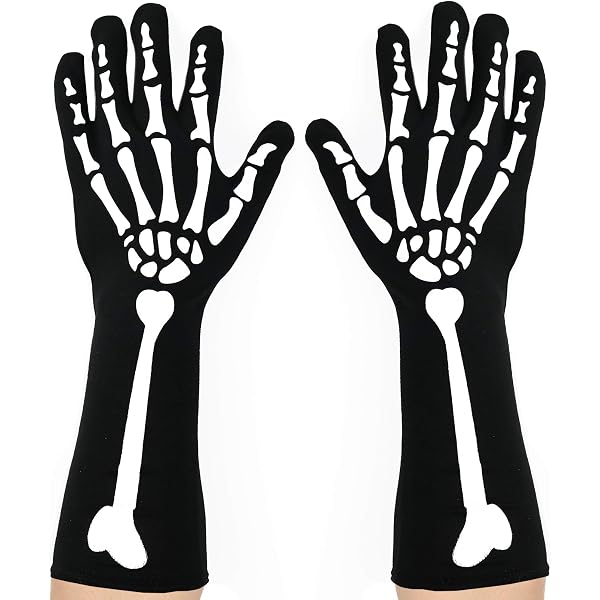 Whaline 4 Paar Skelett-Handschuhe – Leuchten Im Dunkeln, Unisex, Für Halloween & Cosplay (halbfinger & Vollfinger)