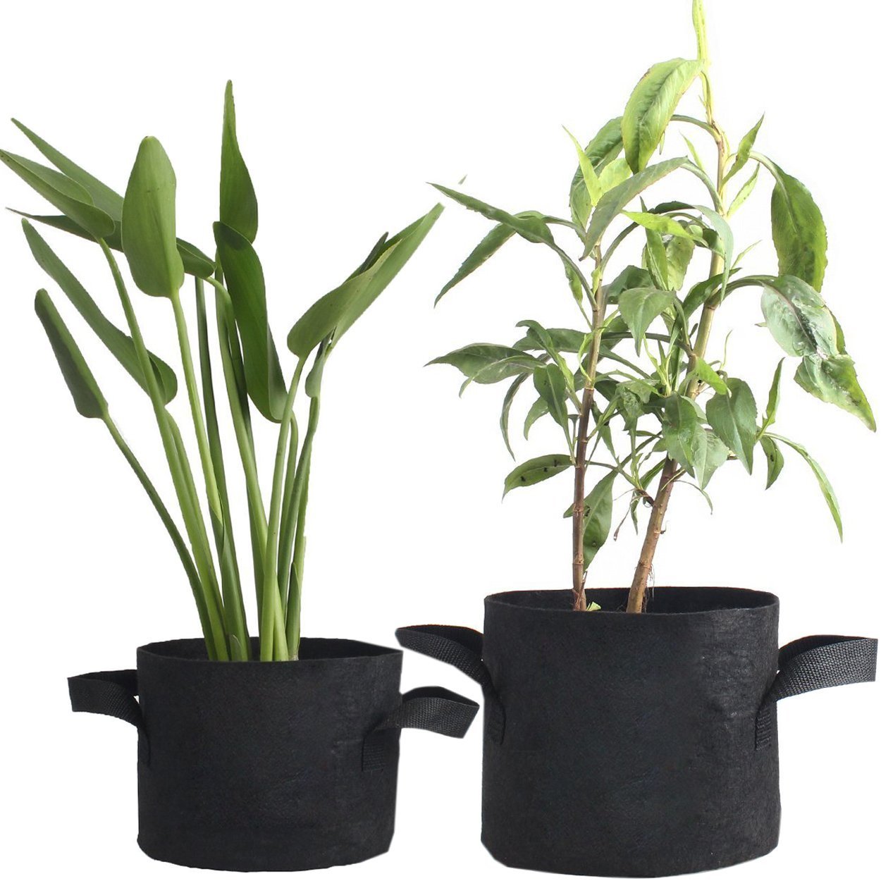 Ndier 5 Pack Plant Growing Bag Planter Bags with Handle Straps Aeration Fabric Pots , Non-woven Breathable Permeable Degradable (Black) (3 gallon)