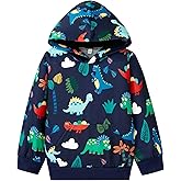 WINPOPLIS Toddler Boys Hoodies Dinosaur Cartoon Pullover Long Sleeve Truck Sweatshirts For Kids 1-7 Years