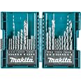 Makita 21-Piece Assorted Metric Drill Bit Set – High Speed Steel, Brad Point & Masonry
