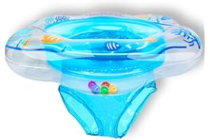 AMENON Baby Pool Float with Double Airbag Safety Seat for Toddler & Infant 6-12 Months, Inflatable Infant Pool Float for Swim Training, Bathtub Water Play​